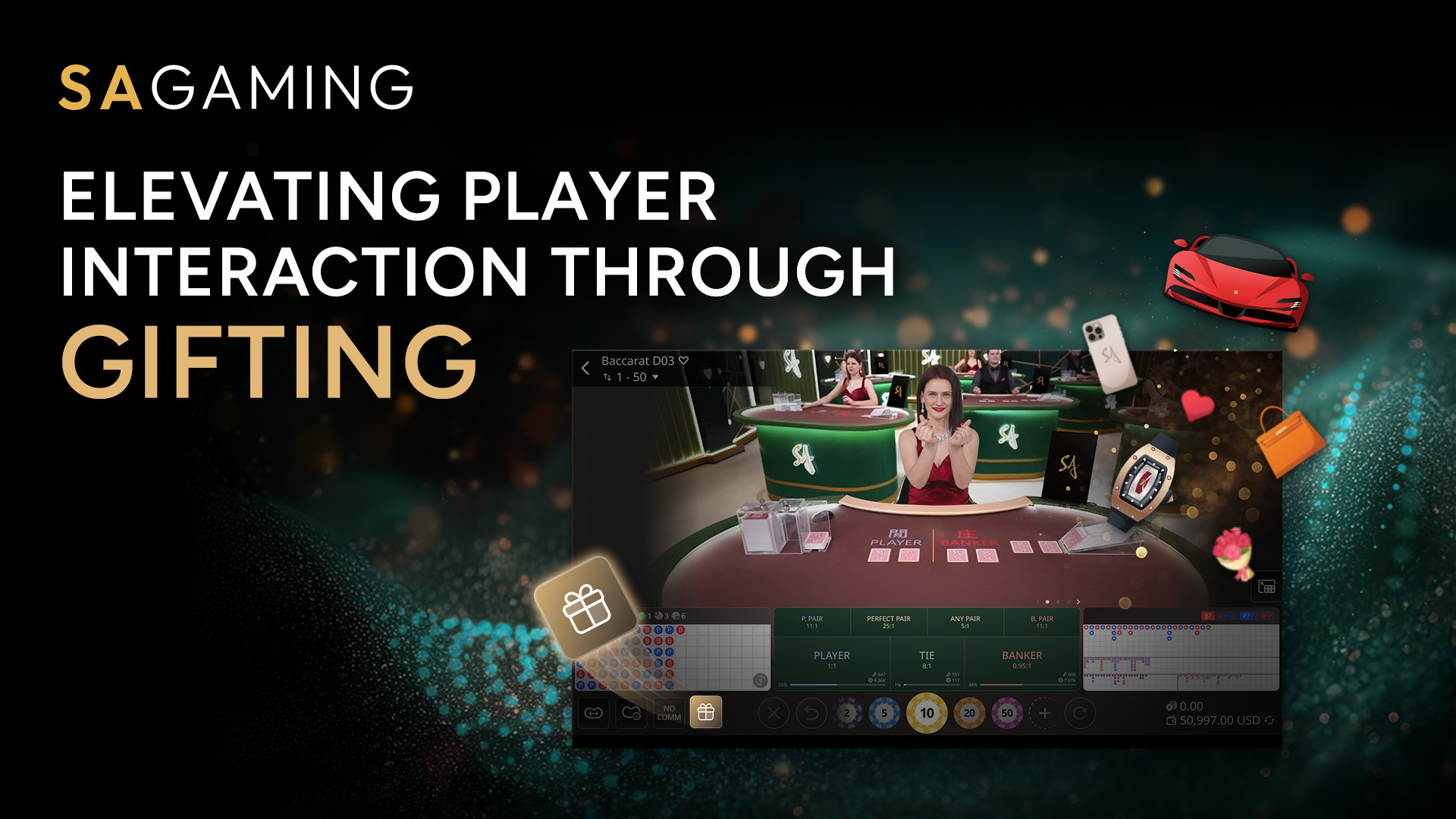 SA Gaming enhances online casino player engagement with gifting features in an interactive casino environment.